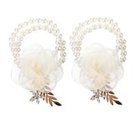 FRCOLOR Lot De 2 Bracelets De Poignet En Perles Et Fleurs Pour Mariage Breloques Corsage Floral Délicat Pour Mariée Pour Filles Tendance Bouquet Ruban