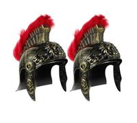 FRCOLOR Lot de 2 Casques Romains, Casques de Soldat Romain Antiques avec Panache, Accessoire de Costume de Chevalier Grec Médiéval