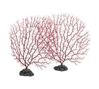 FRCOLOR Lot de 2 Coraux Artificiels Rouges en Plastique pour Aquarium, Taille Moyenne, Décoration Réaliste et Solide, Plantes Aquatiques Décoratives sans Entretien pour Paysage sous-Marin