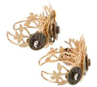 FRCOLOR Lot de 2 Couronnes de Cheveux Taiji en Métal Alliage, Accessoires Coiffure Chinois Vintage Unisexes, Épingles à Cheveux Style Ancien Motif Yin-yang, pour Festivals et Arts