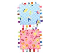 FRCOLOR Lot De 2 Couvertures De Sécurité Pour Bébé, Doudous Doux En Peluche, Taille Petite, Pour Filles Et Garçons, Couverture Tactile Apaisante Adaptée Aux -nés