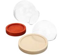 FRCOLOR Lot de 2 Dômes de Verre Socle en Bois Naturel 30 MM, Cloches Vitrines Décoratives pour Exposition et Décoration Maison, Protection d'Objets de Collection, Bureau ou Table