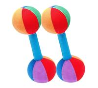 FRCOLOR Lot De 2 Hochets Sensoriels Souples Pour Bébé, Jouets Haltères Colorés à Saisir, Taille Adaptée -né, Favorisant Le Développement Sensoriel Préhension, Jouets Apaisants Pour Bébés 3-6 Mois