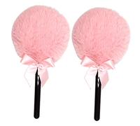 FRCOLOR Lot de 2 houppettes à poudre pour filles - Avec poignée en forme de sucette - Pour maquillage - En forme de yeux doux - Minéral - Grands coins arrondis - Pour maquillage du visage en coton