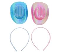 FRCOLOR Lot de 2 Mini Bandeaux Chapeaux Haut-de-Forme Irisés Rose et Bleu Accessoire Cheveux pour Fête Carnaval et Goûter Bandeaux Événementiels Féminins Légers et Confortables