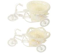 FRCOLOR Lot de 2 Ornements de Vélo en Rotin Tressé Mini Panier Tricycle Décoratif Décoration de Maison et Scène pour Mariage Accessoire Photo Original Couleur Couleur Aléatoire