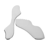 FRCOLOR Lot de 2 Outils Gua Sha en Acier Inoxydable Grand Format, Forme Lèvres et Aile Longue, Massage Facial et Corps, Remodelage Peau, Stimulation Cutanée, Soin Visage Professionnel