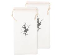 FRCOLOR Lot de 2 Paquet de Danse en Satin Blanc à Cordon, Pochettes Légères et Lavables pour Rangement de Chaussures de Ballet Souples, Anti-Rayures, Taille Adaptée pour Chaussures