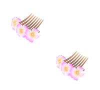 FRCOLOR Lot De 2 Peignes À Cheveux En Plumeria Faits À La Main Pinces À Fleurs Artificielles Pour Mariée Accessoires Pour Cheveux De Mariage Demi-chignon Pour Dames