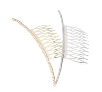 FRCOLOR Lot De 2 Peignes à Cheveux Pour Femme 10 Dents Fendus Doré Et Blanc Kc Coiffure Quotidienne Mariage Accessoire Pince Latérale