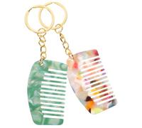 FRCOLOR Lot De 2 Peignes à Dents Larges Porte-clés Mini, 5,3 Cm x 3,1 Cm, Peignes Démêlants Pour Cheveux Humides, Accessoires De Voyage Pratiques Pour Femmes