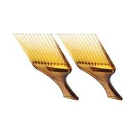 FRCOLOR Lot De 2 Peignes Afro À Dents Larges Peigne De Barbier Pour Cheveux Afro Bouclés Brosse À Cheveux En Plastique Design Minimaliste Ambre