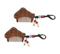 FRCOLOR Lot de 2 Peignes Sculptés la Main en Bois de Santal Naturel Peignes Vintage à Dents Larges de Poche Portables pour Massage du Cuir Chevelu Coiffage Quotidien et Voyage