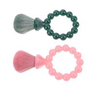 FRCOLOR Lot de 2 Pinceaux à Poudre Doux en Poils Synthétiques avec Manche Compact D’anneau, Mini Pinceaux Blush Rechargeables pour Maquillage Portable, Adaptés aux Voyages Application
