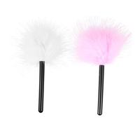 FRCOLOR Lot de 2 pinceaux de maquillage à plumes - Pinceau à poudre transparent - Mini plumeau en peluche - Pour le maquillage - Pour visage