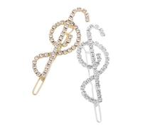 FRCOLOR Lot De 2 Pinces à Cheveux En Métal Strass Motif Notes De Musique, Taille Moyenne, Maintien Sécurisé, Pour Femmes, Cheveux Épais Ou Fins, Usage Quotidien Et Occasions Festives