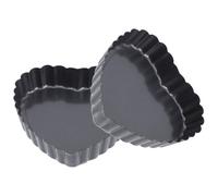 FRCOLOR Lot de 2 Plaques de Cuisson en Acier Carbone 4 Pouces Forme Cœur Antiadhésives pour Pizza et Crêpes, Résistantes la Chaleur, Adaptées la Pâtisserie et Cuisson Four Maison