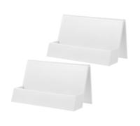 FRCOLOR Lot De 2 Porte-Cartes De Présentation De Bureau en Plastique Blanc, Support Compact pour Cartes De Visite Et Fiches Mémo, Accessoire Polyvalent pour Organisation De Bureau, Format Pratique