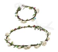 FRCOLOR Lot de 2 Serrage-Têtes Floraux Réglables avec Bracelet pour Mariage Festival Fête Coiffure Design Naturel Couleur Vivid