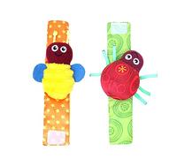 FRCOLOR Lot De 2 Set De Hochets De Poignet Bébé Dragonne, Petites Dimensions, Jouets Pour -nés Sensoriels, Forme Coccinelle Et Abeille, Confort Et Éveil Des Tout-petits