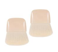 FRCOLOR Lot de 2 Set de Pinceaux à Blush Mini Multifonctionnels Beige, Poils Doux pour Poudre et Fond de Teint, Format Compact Portable, Ensemble de Voyage Pratique pour Maquillage Visage