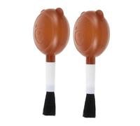 FRCOLOR Lot de 2 Souffleurs D’air à Bulbe en Plastique Marron Brosse Douce, Outil de Nettoyage Compact pour Lentilles, Claviers et Matériel Électronique, Dépoussiérant Polyvalent