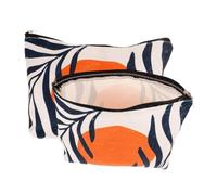 FRCOLOR Lot De 2 Trousses De Maquillage en Coton-Lin Imperméables 20x15 Cm Motifs Géométriques Bohème pour Femmes Voyageuses Rangement Pratique