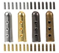 FRCOLOR Lot de 20 Embouts de Lacets Métalliques Demi-Cercle en Gunmetal Argenté Doré et Vert Accessoires pour Lacets de Chaussures DIY Embouts de Rechange Résistants et Décoratifs