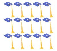 FRCOLOR Lot de 20 Set de Décorations Gâteau Non Comestibles de Chapeau de Graduation Bleu Scintillant 5 Cm, Fournitures pour Fête de Remise de Diplômes et Décoration de Bonbons,