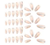 FRCOLOR Lot de 24 Faux Ongles à Coller Argentés Forme Cercueil avec Motif Flamme et Rivets, Manucure Courte Scintillante pour Femmes, Décoration Nail Art Réutilisable et Facile à Porter,