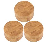 FRCOLOR Lot de 3 Boîtes Vides en Bambou 30 Ml Tamis Intégré et Houppette Kaki, Mini-conteneurs de Poudre à Maquillage de Voyage Pratiques et Portables pour Rangement de Poudre Visage