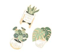 FRCOLOR Lot De 3 Broches En Alliage Plantes En Pot, Épingle à Poitrine Dessin Animé, Décoration Vêtements Et Paquet, Présent Léger Pour Femmes Et Hommes, Accessoires Mode Succulentes Compactes