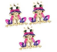 FRCOLOR Lot De 3 Broches Grenouille Épingles Esthétiques Animaux Pour Enfants Personnalisées Élégantes Mignonnes De Noël Pour Femmes Petites Grenouilles Décoratives Amusantes