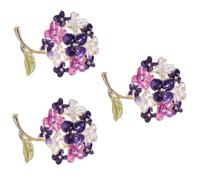 FRCOLOR Lot De 3 Broches Hortensia Pour Robe Jolies Broches À Revers Élégantes En Émail Pour Blazer Fête En Métal En Alliage De Zinc