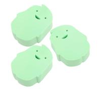 FRCOLOR Lot de 3 Éponges de Bain Bébé en Luffa Naturelle Forme Pingouin Mignonne Douces pour Bain des Tout-petits Couleur Verte