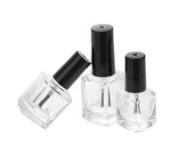 FRCOLOR Lot De 3 Flacons De Vernis À Vides En Verre De 5 Ml 10 Ml 15 Ml Avec Brosse De Forme Carrée Anti-fuite