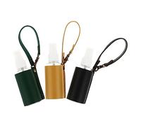 FRCOLOR Lot de 3 Flacons Pulvérisateurs Transparents 30 Ml Housses en Pu Jaune Noir Vert, Porte-clés Réglable, Bouteilles de Voyage pour Parfums et Liquides de Soin
