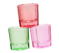 FRCOLOR Lot De 3 Godets En Verre Petit Format Bol Dappen Pour Ongles Monomère Liquide Nail Art Usage Professionnel Et Personnel Couleur Transparente Vert Rouge Rose