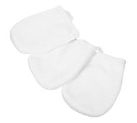 FRCOLOR Lot de 3 Moufles Nettoyants Visage Épais Blancs Réutilisables pour Démaquillage Doux Femmes Soins du Visage Nettoyage Quotidien