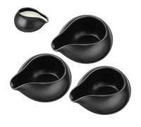 FRCOLOR Lot de 3 Pichet à Lait en Céramique Bec Verseur Rond, Capacité Petite, Couleur Blanche, Saucières Polyvalentes pour Café, Miel, Sauces Foncées et Lait Chaud - Cuisine