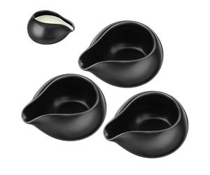 FRCOLOR Lot de 3 Pichet à Lait en Céramique Bec Verseur Rond, Capacité Petite, Couleur Blanche, Saucières Polyvalentes pour Café, Miel, Sauces Foncées et Lait Chaud - Cuisine