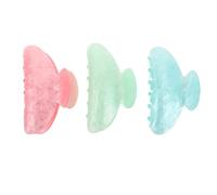 FRCOLOR Lot de 3 Pinces à Cheveux Moyennes en Acétate 8,4 Cm, Pinces à Mâchoire Antidérapantes pour Cheveux Épais, Bouclés et Fins, Accessoires Colorés Rose, Vert Pierre et Vert D’eau