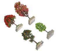 FRCOLOR Lot de 4 Arbres Miniatures Artificiels avec Socle Fixe pour Décor Diorama Maison de Poupée, Accessoires Micro-Paysage en Plastique Résistants, Arbres Décoratifs pour Modélisme