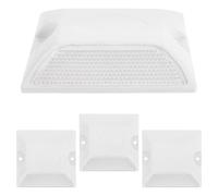 FRCOLOR Lot de 4 Balises Réfléchissantes pour Allées en Plastique Blanc, Marquage Routier Surélevé, Visibilité Nocturne et Diurne Améliorée, Marqueurs de Chaussée Résistants pour Sécurité