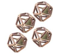 FRCOLOR Lot de 4 Balles à Mâcher pour Chat D'intérieur, de Dentition en Actinidia Polygama Naturel, Taille Moyenne, Balle Molaire Résistante la Morsure, Favorisant Relaxation et Hygiène