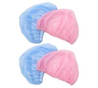 FRCOLOR Lot de 4 Bonnets de Nuit en Filet Réglables pour Cheveux Longs et Bouclés, Maille Respirante Réutilisable, Taille Unique Élastique, Couleurs Bleu Clair et Rose, pour Soin