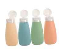 FRCOLOR Lot De 4 Bouteilles De Voyage En Plastique 60ml Étanches Rechargeables Pour Produits De Toilette, Contenants Portables Pour Camping, Vacances Et Voyages