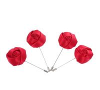 FRCOLOR Lot de 4 Broches de Poitrine pour Hommes en Tissu Corsages de Roses Faits Main Couleur Rouge Vif Décoration de Noël pour Costume Accessoire Élégant pour Présents Homme