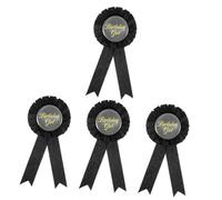FRCOLOR Lot De 4 Broches Décoratives Pour Badges D'Anniversaire Swift Happy Birthday Pour Femme Avec Ruban Noir