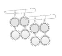 FRCOLOR Lot De 4 Broches En Alliage Métallique Léger, Cadres Photo Vierges Pour Sublimation, Loisirs Créatifs, Décoration Personnalisée Diy